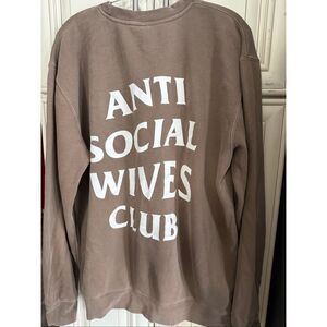 Anti Social Social Club Unisex Crew Neck Long Sleeve Graphic Sweatshirt Brown XL